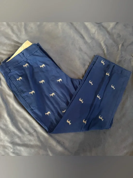 Orvis Navy Chino Pants with gray donkey Embroidery - Picture 1 of 8